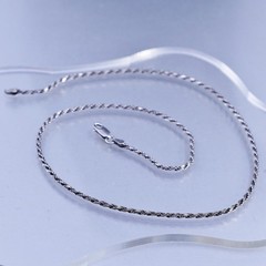 18″ 2mm, vintage Italian Sterling 925 silver diamond cut rope chain necklace