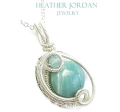 Amazonite & Swarovski Crystal Wire-Wrapped Sterling Silver Pendant Necklace