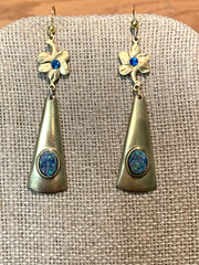 NEW LISTING* HANDCRAFTED VTG. ART DECO- AUSTRALIAN MOSAIC OPAL DROP EARRINGS-NEW