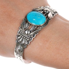 6.375″ Bell Trading Post sterling and turquoise cuff bracelet arrows