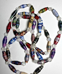 One Set Of Three Handmade Paper Beaded Necklaces Recycled Paper, eco-Friendly