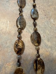 2 Chunky Natural Gemstones Necklaces Large Oval, And Small Round Stones ￼