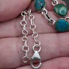 Sterling Silver Royston Style Turquoise Link Bracelet 5 Stone 925 Southwestern