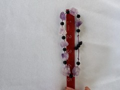 Raw Amethyst & Black Onyx Adjustable Beaded Bracelet Boho Gemstone