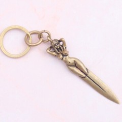 Brass Naked Beauty Pendant Creative Ear Spoon Knife Keychain Necklace Pendant