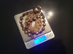 Cultured Coin pearl beaded oil slick yellow semiprecious gem pendant necklace