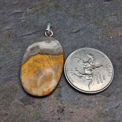 Large Sterling Silver Bumblebee Jasper Pendant 925 Oval Statement Southwestern