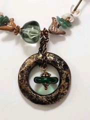 Vtg Treska Necklace Natural Stone Shell Sea Glass Coconut Bone Ceramic Boho