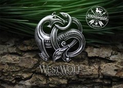 Viking Sea-Dragon Brooch or Pin — Norse/Knot/Beast/Silver/Celtic/Seahorse/Badge