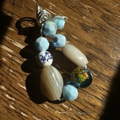 Pendant Glass Beads Colorful Elaborate Wire Wrapped Stones Multimedia 1600 Y
