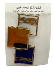Dichroic Kiln Fired Glass Brooch Pin Handcrafted In Australia By Jeski Modern