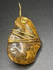 Genuine Natural Amber 11g Freeform Wire Wrapped Pendant Honey Cognac