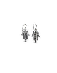 Boho Hamsa Earrings, Silver Hamsa Earrings, Hamsa Hand Jewelry