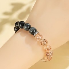 Chinese-style Silver Obsidian/Eagle’s Eye Stone Bracelet—Women’s Bracelet Gift