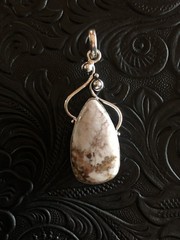 White Brown Matrix Wild Horse Turquoise Modern Pendant 2″ Artisan Made