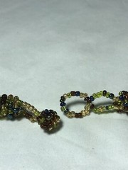 33″ Elaborate Glass Beaded Necklace Earthy Colors Boho Green Brown Blue Handmade