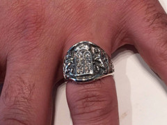 Ten Commandments Lion of Judah Judaica 925 Sterling Silver Signet Jerusalem Ring