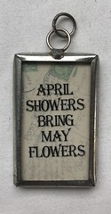 Handmade Reversible Soldered Pewter Charm Pendant – APRIL SHOWERS – 1” x 1-5/8”