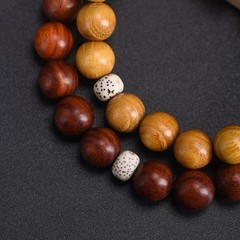 10mm Carved Golden Sandalwood Square Bead Bracelet Buddhist Prayer Beads