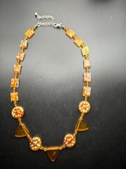 Vintage Orange Marano Glass Necklace 18 to 20” long Handmade Italian Glass J1