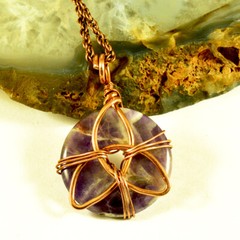 Triquetra Amethyst Pure Copper Wire Wrapped Pendant Artisan Wire Wrapped Jewelry