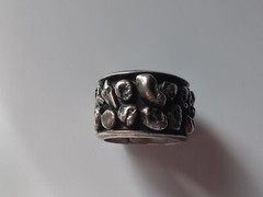 Silver Nugget Wide Band Ring Hallmarked BG Handmade and Unusual Size 7