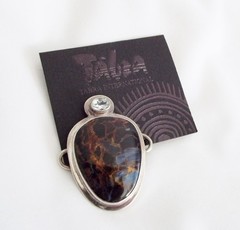 TABRA STERLING SILVER AGATE Connector CHARM Signed