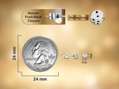 AeraVida 925 Sterling Silver Lucky 3×3 mm Dice Stud Earrings | Small,