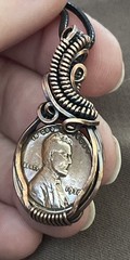 Handmade copper wire wrapped Vintage Wheat 1930 Lincoln Penny Coin Pendant 4e