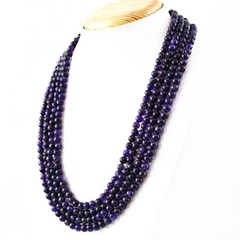 566.00 Cts Natural 4 Strand Purple Amethyst Untreated Round Shape Beads Necklace
