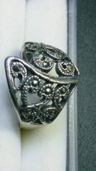 FETCHING STERLING SILVER.925 MARCASITE FINGER WRAP RING SIZE 5.75-6.0, AND 8.75!