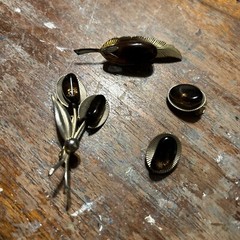Vintage Handmade Jewelry Polished Stone Brown And Gold Color