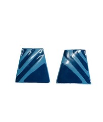Vintage Two Tone Blue Stripe Trapezoid Art Earrings Modernist Geometric Fashion