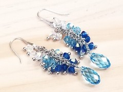 Aquamarine Blue CRYSTALLIZED™-Swarovski Elements Cascade Silver Dangle Earrings