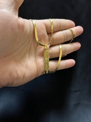 Egyptian Cartouche Pendant Necklace in Gold Tone Ancient Hieroglyph Jewelry