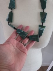 Vintage Hand Knotted Green Agate Onyx Statement Necklace Necklace
