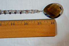 Long Smoky Quartz Pendant Necklace Wire Wrapped Beaded Station Opera Chain 34″