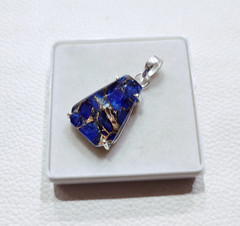 Beautiful Blue Copper Quartz Gemstone Pendant Sterling Silver Handmade Jewelry