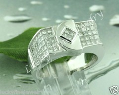 2.25 ct 18k White Gold Men’s Natural Diamond Ring Princess Cut invisible set