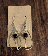 Two pairs Handcrafted Teardrop Dangle Drop Hook Earrings Silver Tone Green Beads