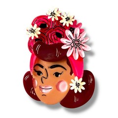 Rosita Brooch by Marla VonDuta x Lipstick & Chrome — Vintage Floral Portrait Pin
