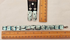 Handcrafted Fused Dichroic Glass Cabochon Bracelet/Bonus/Dangle Earrings