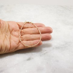 Tiny 2mm Natural Zircon Bracelet, Minimal Gold Filled or Silver