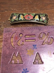 VTG GOLD TONE MULTICOLORED CLOISONNE ENAMEL BUTTERFLY FLOWERS BARRETTE HAIR CLIP