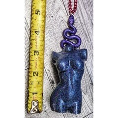 Handmade LARGE Resin Holo Goddess Snake Medusa Pendant Necklace