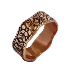 14K Rose Gold Vintage Style Wedding Band Flowers Engraved Solid Jewish Jewelry