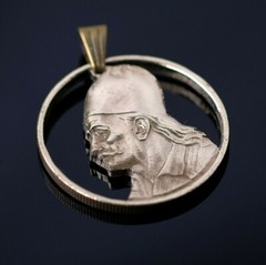 1976 Greece 2 Drachmai Cut Coin pendant Georgios Karaiskakis War of Independence