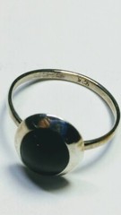 CUTE BLACK ONYX IN STERLING SILVER.925 RING SIZE 6.5-6.75 AND 5.5-5.75!