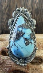 Sterling Silver Native Style SW Genuine Golden Hills Turquoise Statement Ring