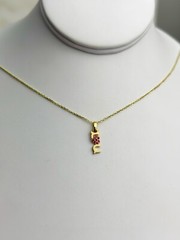 14k Solid Gold I Love You Pendant with Cubic Zirconia Necklace Charm, Italy Made